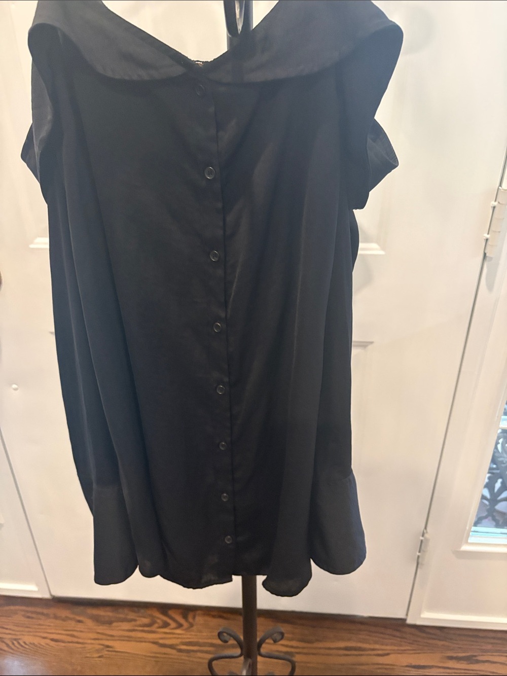 Free People Black Button-Front Collared Sleeveless Top